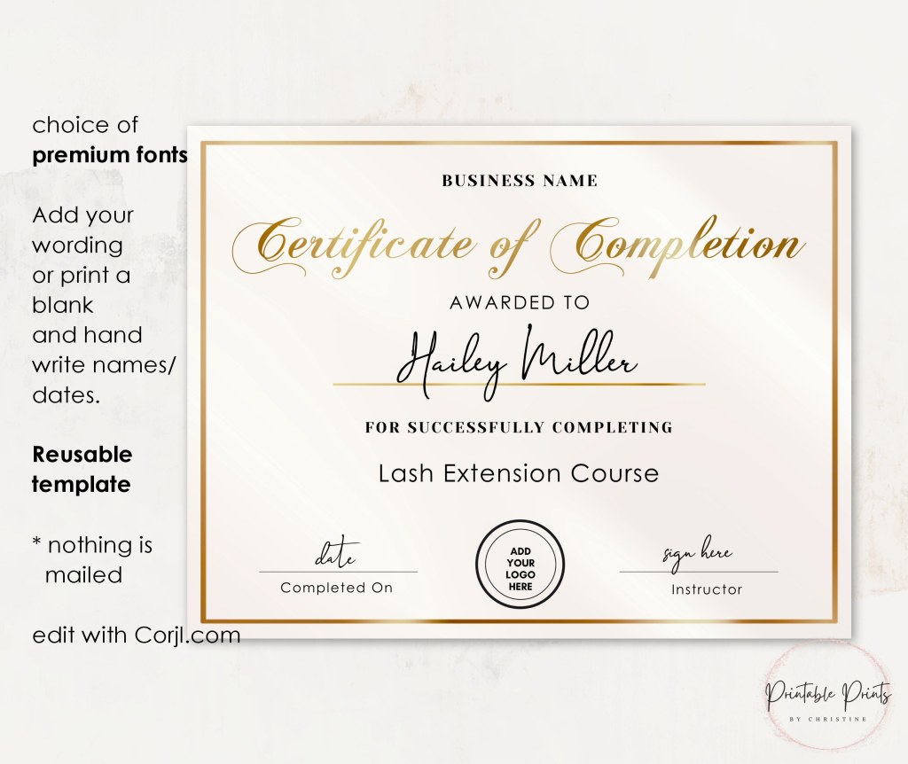 print business name certificate - Abschlusszertifikat Vorlage Printable Award Zertifikat - Etsy
