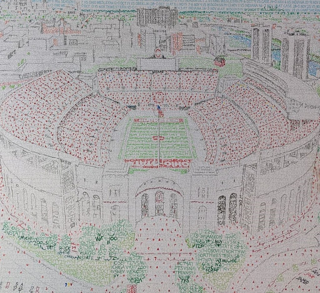 printed business directory dan word - Artist crafts Ohio Stadium print that includes every Ohio State
