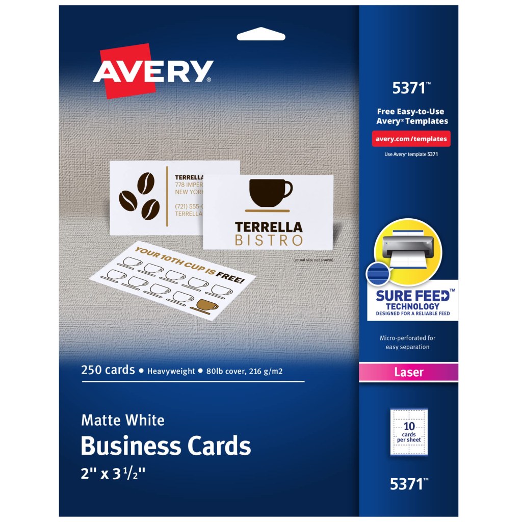 printing business cards avery 5371 - Avery Printable Business Cards Laser Printer  Cards  x