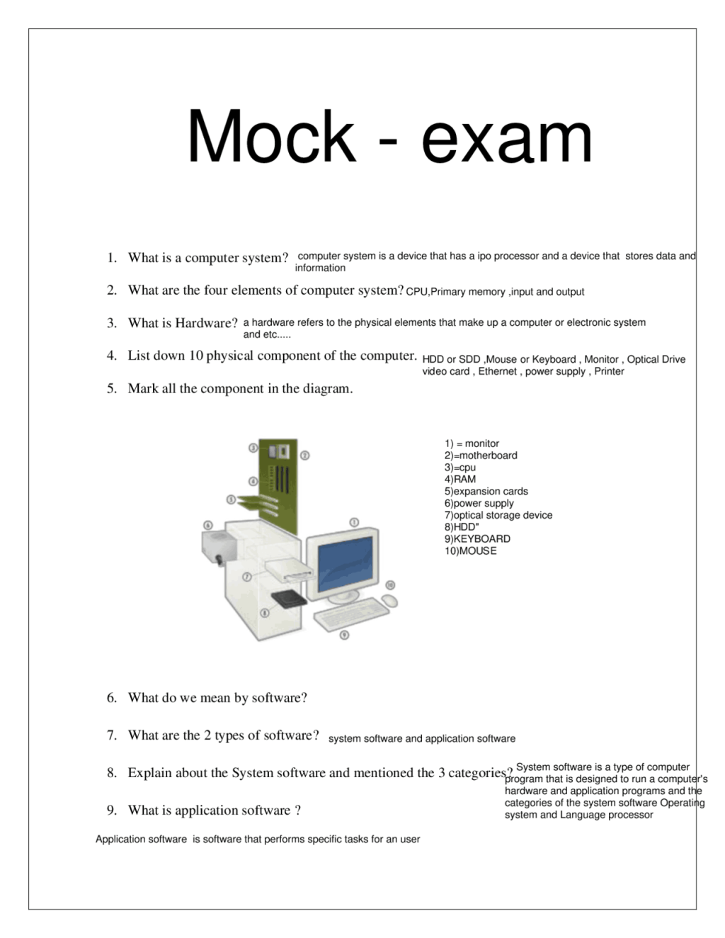 printing technology mock test - Mock Exam - Information  Exams Computer science  Docsity